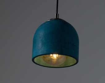 Dark Blue Pendant Lamp, Stone Chandelier, Designer Hanging Lights, Scandinavian Design, Concrete Accessories