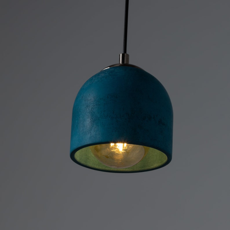 Dark Blue Pendant Lamp, Stone Chandelier, Designer Hanging Lights, Scandinavian Design, Concrete Accessories image 1