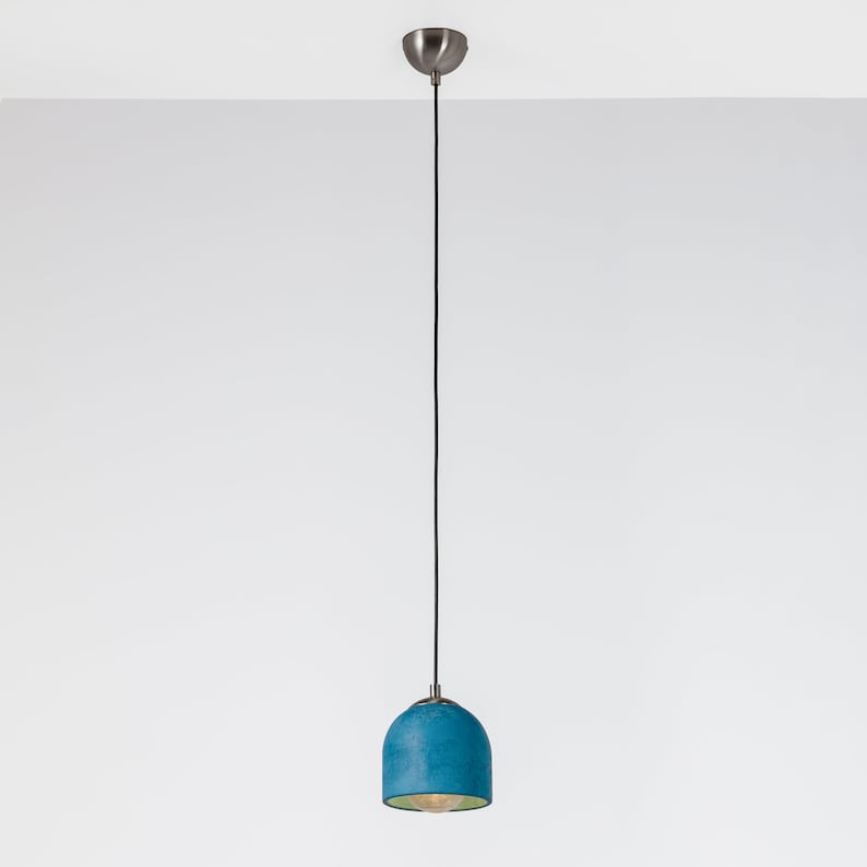 Dark Blue Pendant Lamp, Stone Chandelier, Designer Hanging Lights, Scandinavian Design, Concrete Accessories image 3