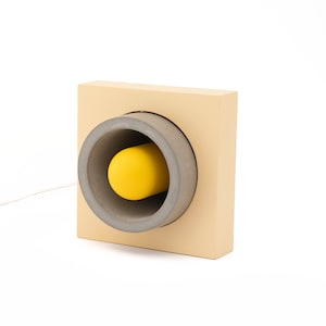 Lámpara de mesa de hormigón de caja beige, lámpara de noche hecha a mano de decoración de arte pop, decoración industrial, lámpara Edison, decoración de hormigón para el hogar