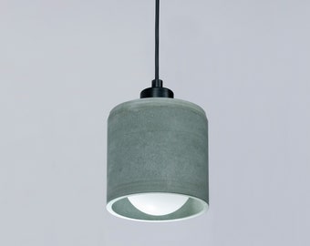 Khaki Concrete Cylinder Pendant Lamp, Stone Chandelier, Designer Cylinder Hanging Lights, Scandinavian Design, Concrete Accessories