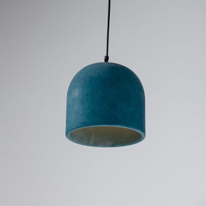 Large Blue Concrete Pendant Lamp, 9" Stone Chandelier, Designer Hanging Lights, Scandinavian Design, Concrete Accessories