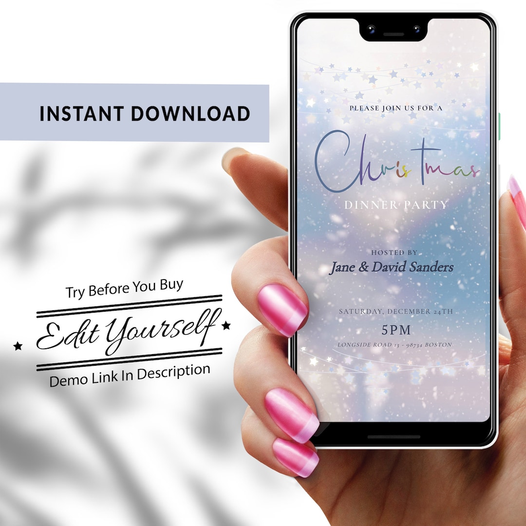 Editable Christmas Invitation, Christmas Party E Invite by Mail, Evite