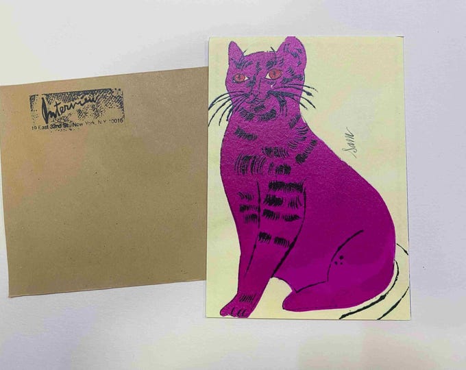 Andy Warhol postcard INTERVIEW silkscreen cm 15x10 certificate TIM HUNT ex director Warhol Estate