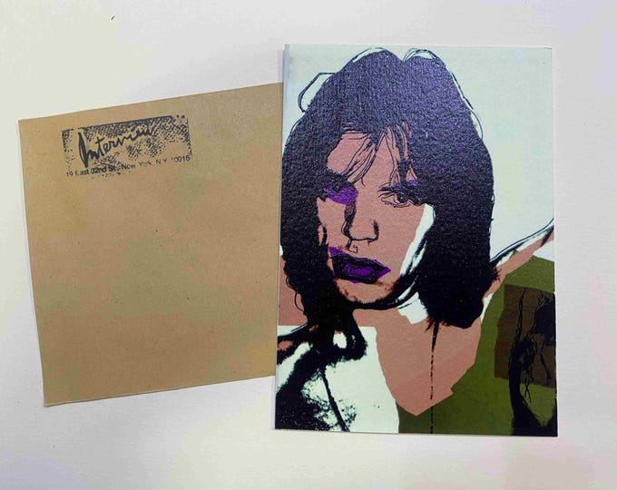 Andy Warhol postcard INTERVIEW silkscreen cm 15x10 certificate TIM HUNT ex director Warhol Estate