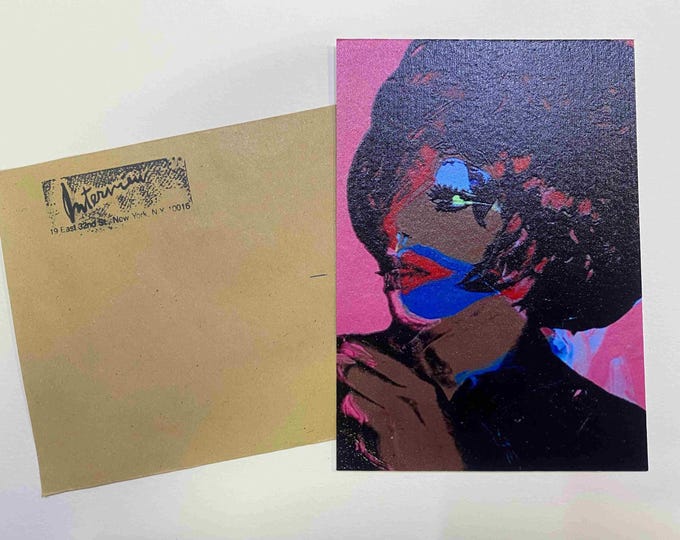Andy Warhol postcard INTERVIEW silkscreen cm 15x10 certificate TIM HUNT ex director Warhol Estate