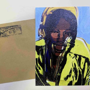 Cartão postal de Andy Warhol ENTREVISTA serigrafia cm 15x10 certificado TIM HUNT ex-diretor Warhol Estate