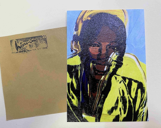 Andy Warhol postcard INTERVIEW silkscreen cm 15x10 certificate TIM HUNT ex director Warhol Estate