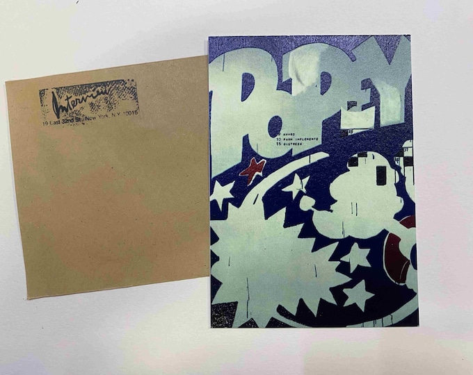 Andy Warhol postcard INTERVIEW silkscreen cm 15x10 certificate TIM HUNT ex director Warhol Estate