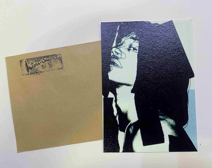Andy Warhol postcard INTERVIEW silkscreen cm 15x10 certificate TIM HUNT ex director Warhol Estate