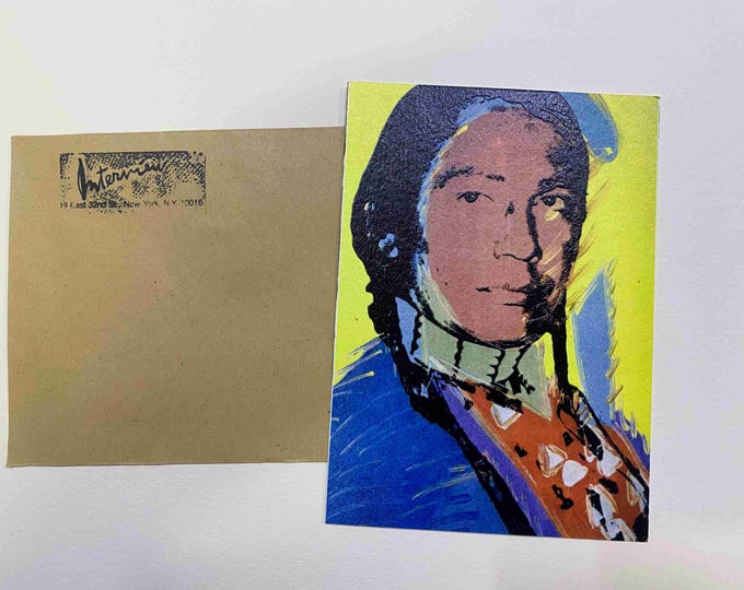 Andy Warhol postcard INTERVIEW silkscreen cm 15x10 certificate TIM HUNT ex director Warhol Estate