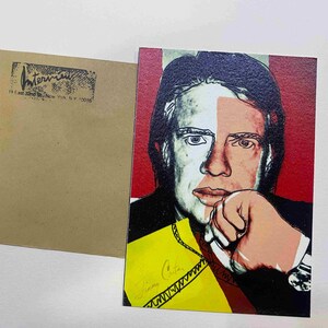 Cartão postal de Andy Warhol ENTREVISTA serigrafia cm 15x10 certificado TIM HUNT ex-diretor Warhol Estate