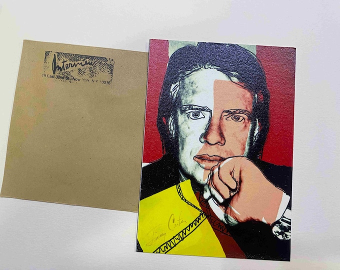 Andy Warhol postcard INTERVIEW silkscreen cm 15x10 certificate TIM HUNT ex director Warhol Estate