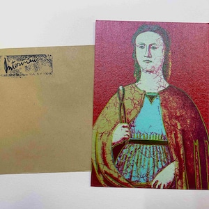 Cartão postal de Andy Warhol ENTREVISTA serigrafia cm 15x10 certificado TIM HUNT ex-diretor Warhol Estate