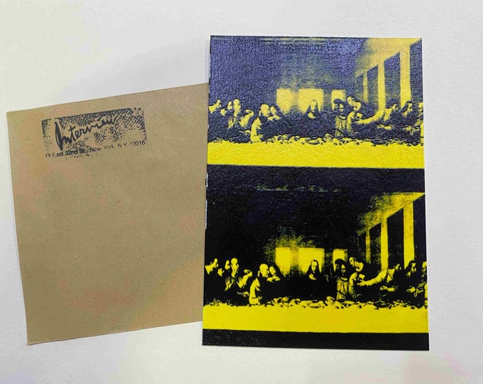 Andy Warhol postcard INTERVIEW silkscreen cm 15x10 certificate TIM HUNT ex director Warhol Estate