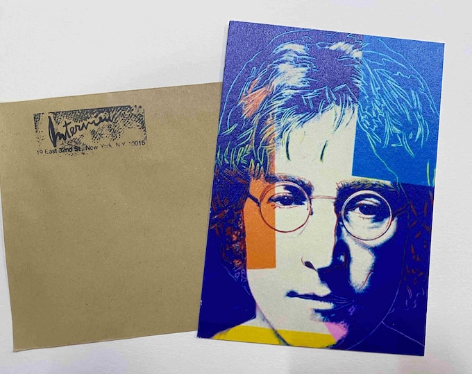 Andy Warhol postcard INTERVIEW silkscreen cm 15x10 certificate TIM HUNT ex director Warhol Estate