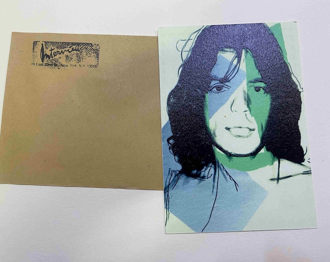Andy Warhol postcard INTERVIEW silkscreen cm 15x10 certificate TIM HUNT ex director Warhol Estate