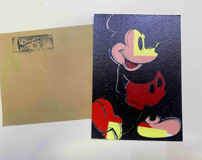 Andy Warhol postcard INTERVIEW silkscreen cm 15x10 certificate TIM HUNT ex director Warhol Estate
