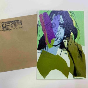 Cartão postal de Andy Warhol ENTREVISTA serigrafia cm 15x10 certificado TIM HUNT ex-diretor Warhol Estate