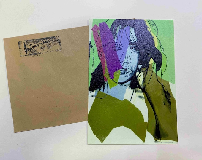 Andy Warhol postcard INTERVIEW silkscreen cm 15x10 certificate TIM HUNT ex director Warhol Estate