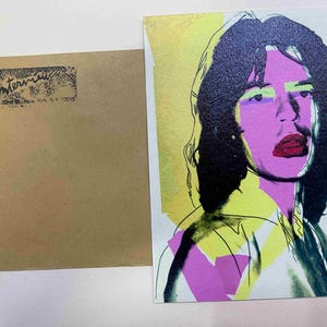 Cartão postal de Andy Warhol ENTREVISTA serigrafia cm 15x10 certificado TIM HUNT ex-diretor Warhol Estate