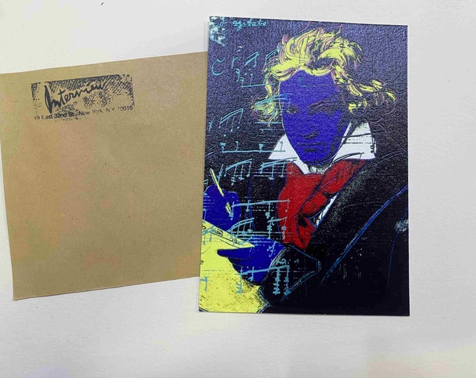 Andy Warhol postcard INTERVIEW silkscreen cm 15x10 certificate TIM HUNT ex director Warhol Estate