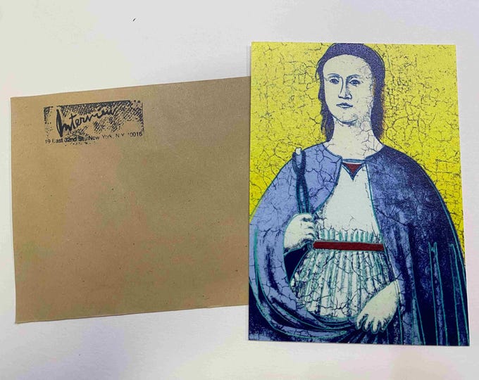 Andy Warhol postcard INTERVIEW silkscreen cm 15x10 certificate TIM HUNT ex director Warhol Estate