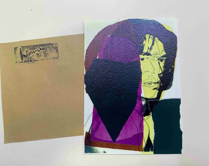 Andy Warhol postcard INTERVIEW silkscreen cm 15x10 certificate TIM HUNT ex director Warhol Estate