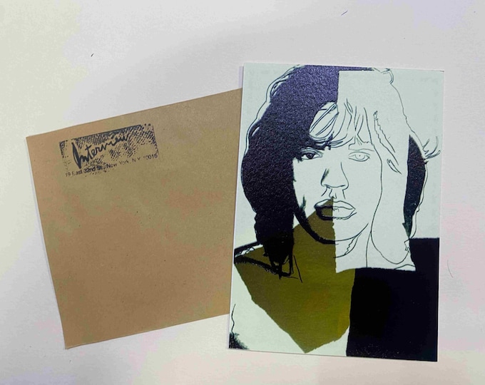 Andy Warhol postcard INTERVIEW silkscreen cm 15x10 certificate TIM HUNT ex director Warhol Estate