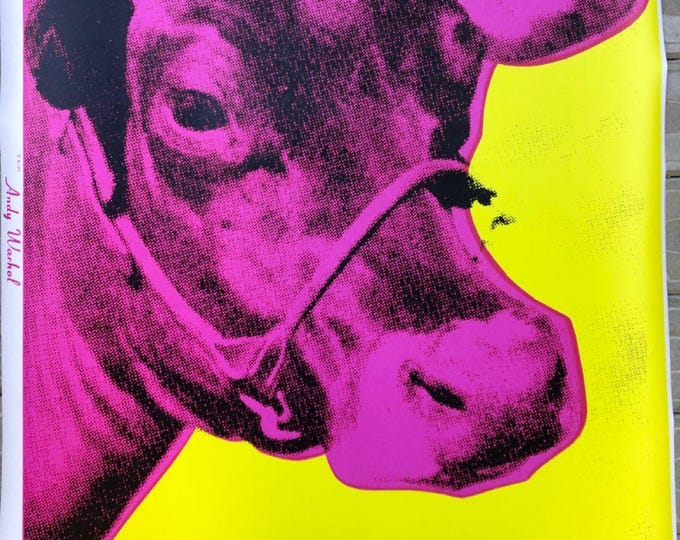 Andy Warhol Rare original yellow cow screenprint from ,This piece of original silk-screened cow wallpaper created by Andy Warhol in 1966