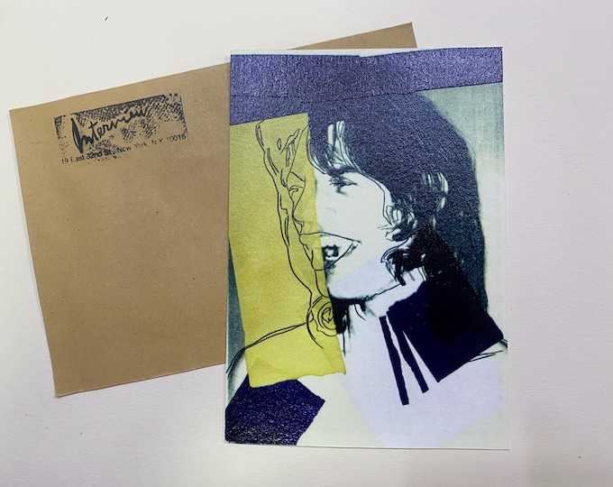 Andy Warhol postcard INTERVIEW silkscreen cm 15x10 certificate TIM HUNT ex director Warhol Estate