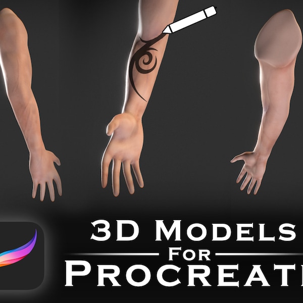 Procréer des modèles 3D - Bras masculin - Parfait pour l’art du tatouage | Bras 3D | Coude | | Doigts