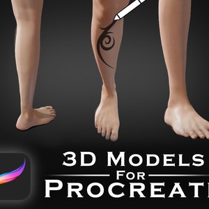 Procreate 3D models - Female Leg - Perfect for tattoo art | 3D leg | knee | foot | thigh