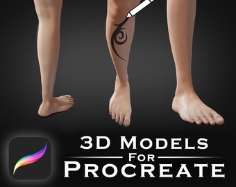 Procreate 3D models - Female Leg - Perfect for tattoo art | 3D leg | knee | foot | thigh