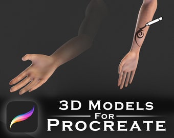 Procreate 3D models - Female Arm - Perfect for tattoo art | 3D Arm | Elbow | Hand | Fingers
