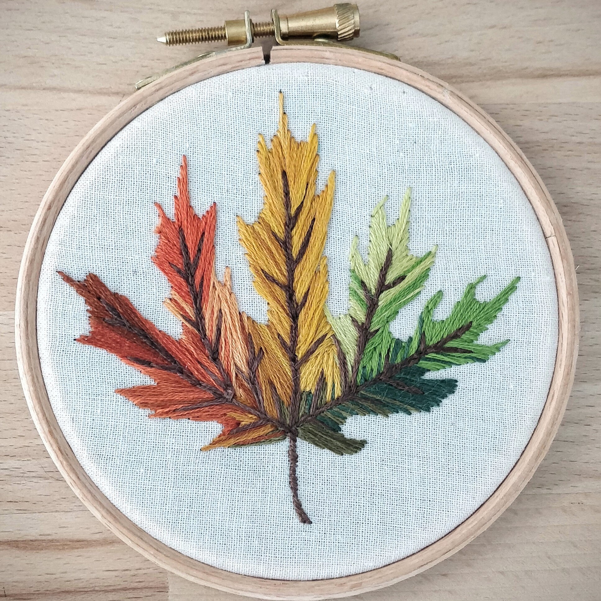 Small Autumn Maple Leaf : Hand Embroidery - Etsy