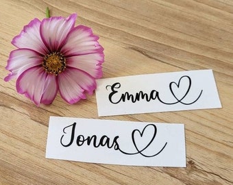 name sticker| personalized| sticker| with heart| name