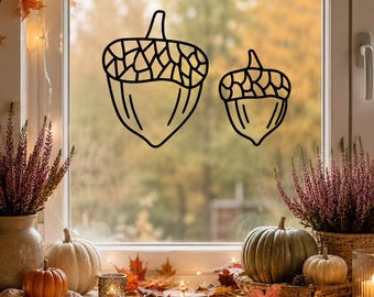 Autumn stickers | Acorn window decoration | Autumn window picture with acorns | XL vinyl stickers