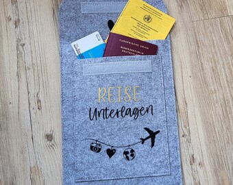 Personalisierter Reiseorganizer| Geschenk| Hülle für Reiseunterlagen| Reisepasshülle| Reiseplaner| Reisetasche| Reisen