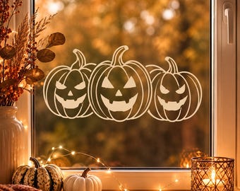 Autumn pumpkin stickers for windows & lanterns | Autumn window decorations | Halloween decorations | Vinyl stickers
