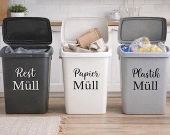 Recycling stickers | Waste | Trash can | Set