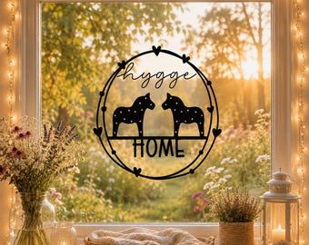 Hygge Home Stickers | Winter Stickers | Dala Horses | Scandinavian Wreath | Christmas Stickers | Cozy Nordic Decor | Christmas