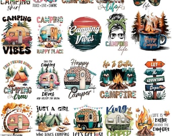 Retro Camping Png Bundle, Camp Life Png, Adventure Shirt Png, Happy Camper Png, Camping Design Png, Camping Graphic Png