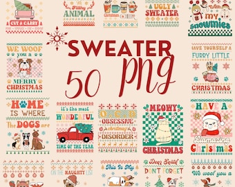 Bundle Ugly Sweater Dog Png, Dog Ugly Sweater Png, Christmas Sweater Png, Dog Mom, Cute Cat Sweater, Pet Christmas Png