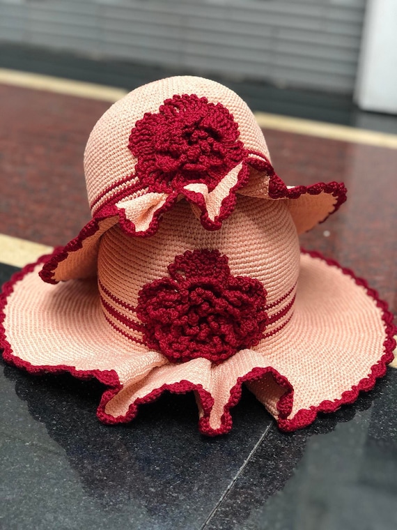 Flower Hat Crochet, Sun Hat Crochet, Sun Hat Women, Wide  display picture 3