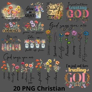 Christian Floral Png Sublimation Bundle, Christian Png, Christian Faith Png, Jesus Floral, God Quotes Png, Motivational Png