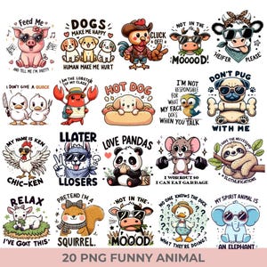 Funny Animals Shirt Png Design,  Funny  Dog, Cat Png,  Funny Animal Quotes SVG, Funny Quotes PNG Sublimation