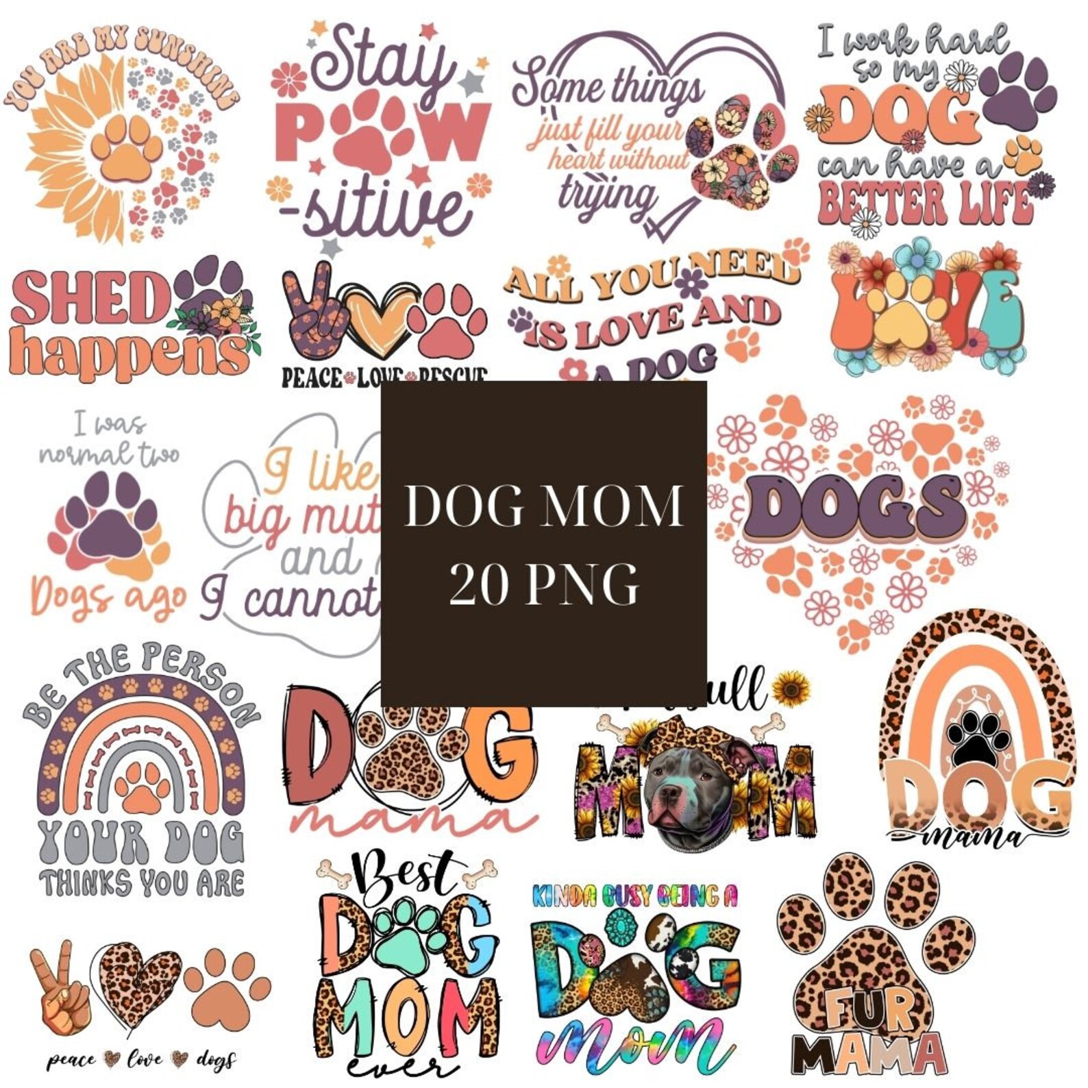 Dog Mom Sublimation Png Bundle, Fur Mama Png, Paw Print Png, Dog Mom ...
