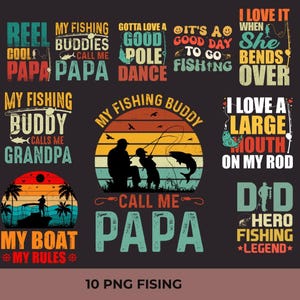Paquete de sublimación de pescador PNG, papá pescando PNG, padre PNG, gráficos de pesca PNG, día del padre PNG, descarga digital