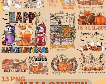 Paquete de Halloween retro PNG, paquete de Halloween PNG, paquete de Halloween retro PNG, paquete de diseños de Halloween